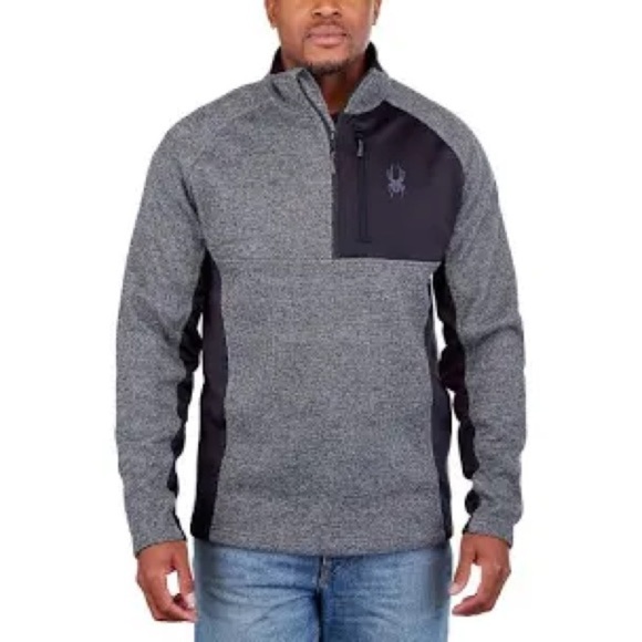 Spyder half zip sweater gait pullover gray black size large - Picture 1 of 8